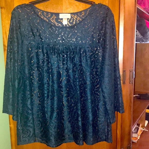 Beautiful Teal  Loft lace top worn only once! - Picture 1 of 4